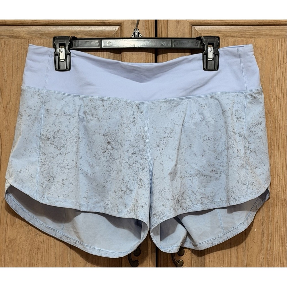 Lululemon Shorts Womens 10 Pastel Blue Speed Up Lined Gravel Dust Yoga Gym Sport